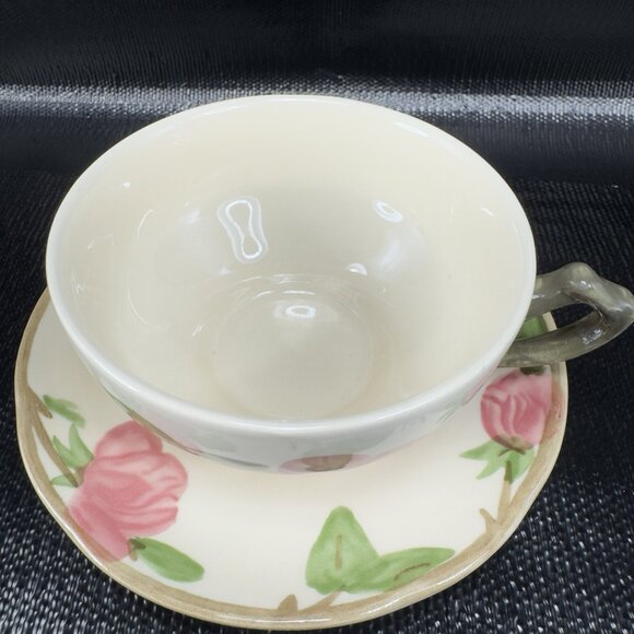 Franciscan Dessert Rose Earthenware Pottery Teacup And Saucer Set New S Stickers - Picture 13 of 14